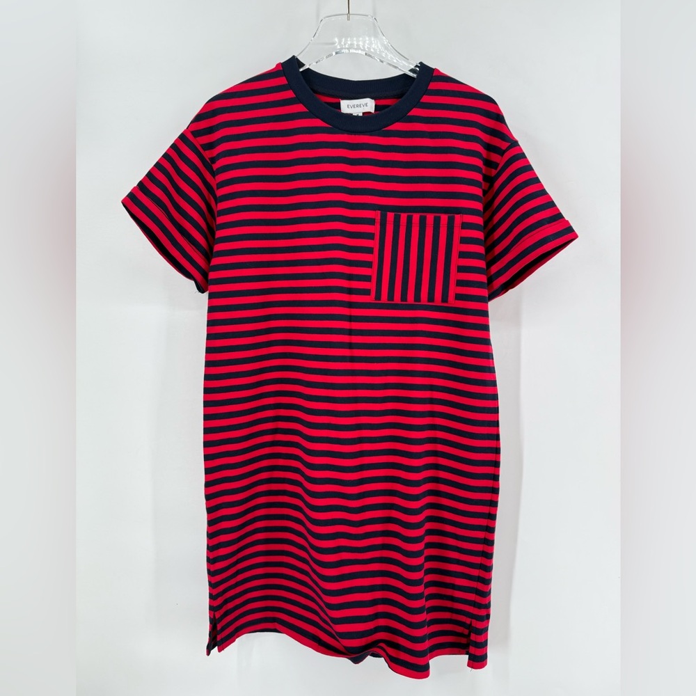 Evereve Red and Navy Striped Tee Dress - Picture 2 of 8